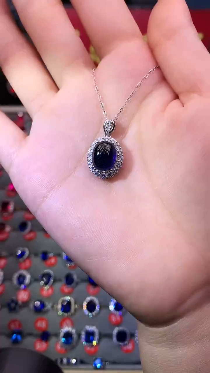 【闪购商品】蓝宝石吊坠(赠链)银S925镶嵌11111