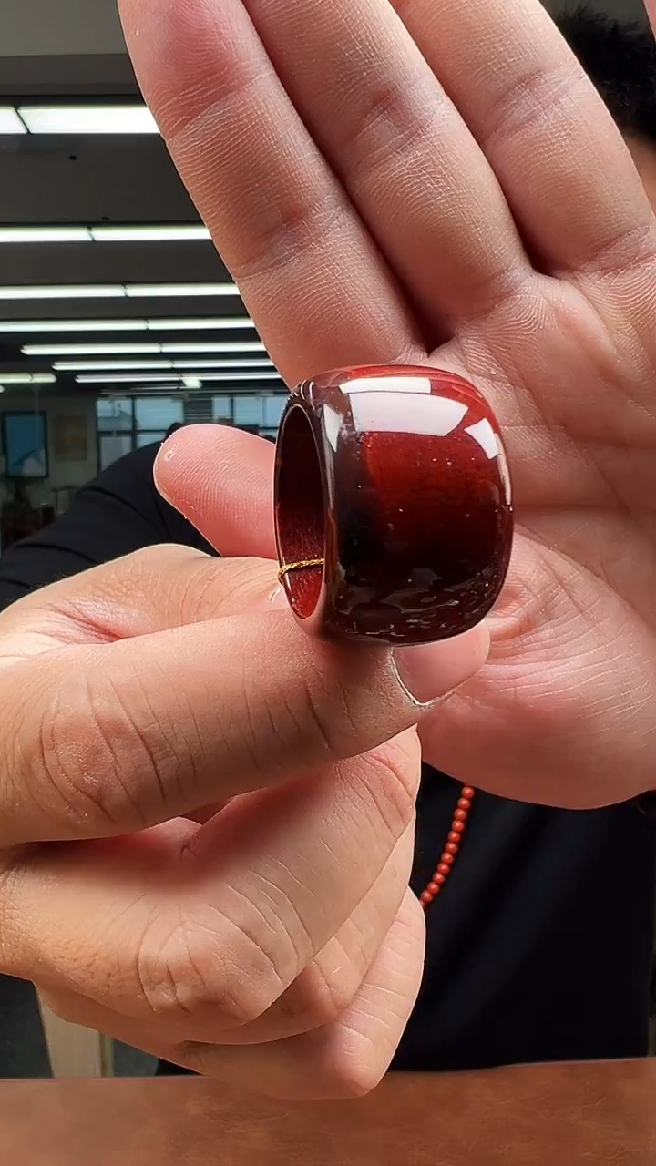 未镶嵌扳指南红玛瑙川料扳指