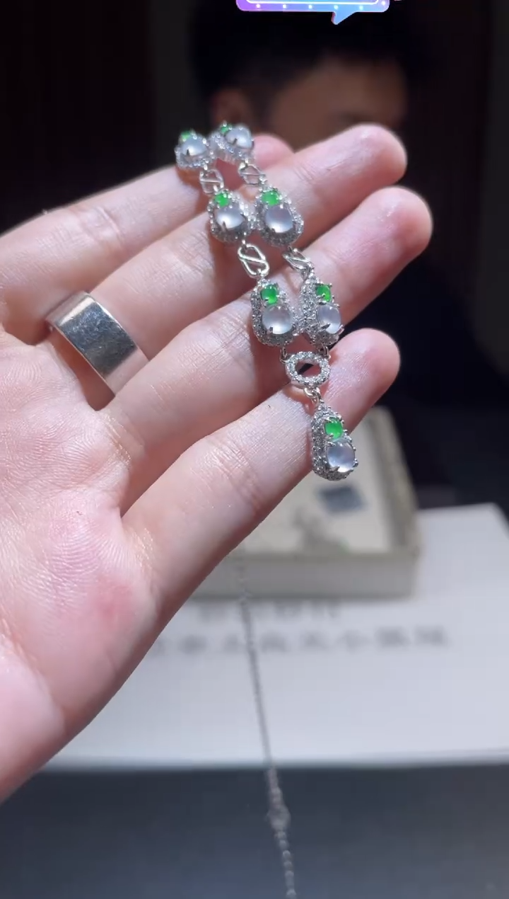 银S925镶嵌挂件翡翠翡翠A货