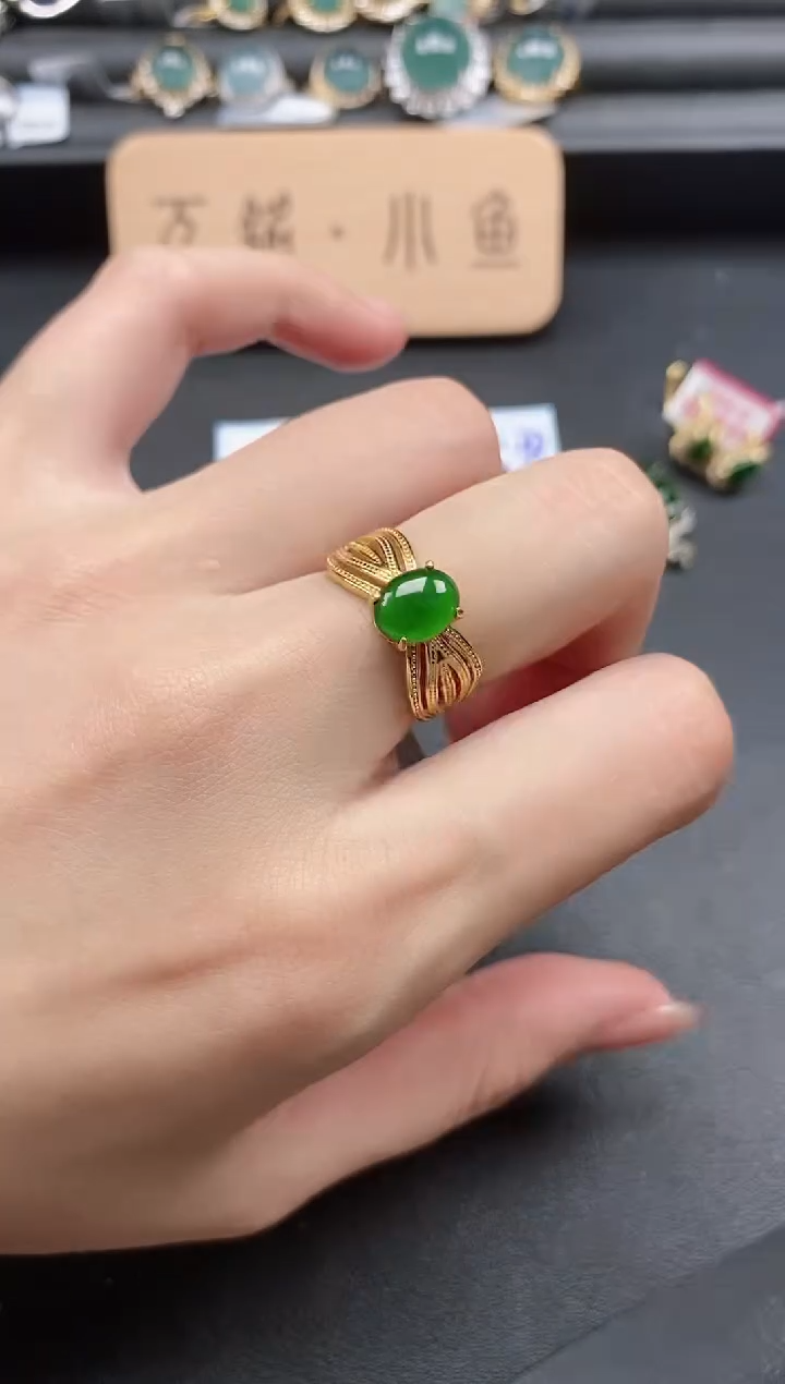 翡翠戒指银S925镶嵌5151-8