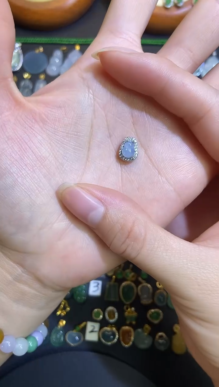 翡翠银S925镶嵌吊坠(不含链)1