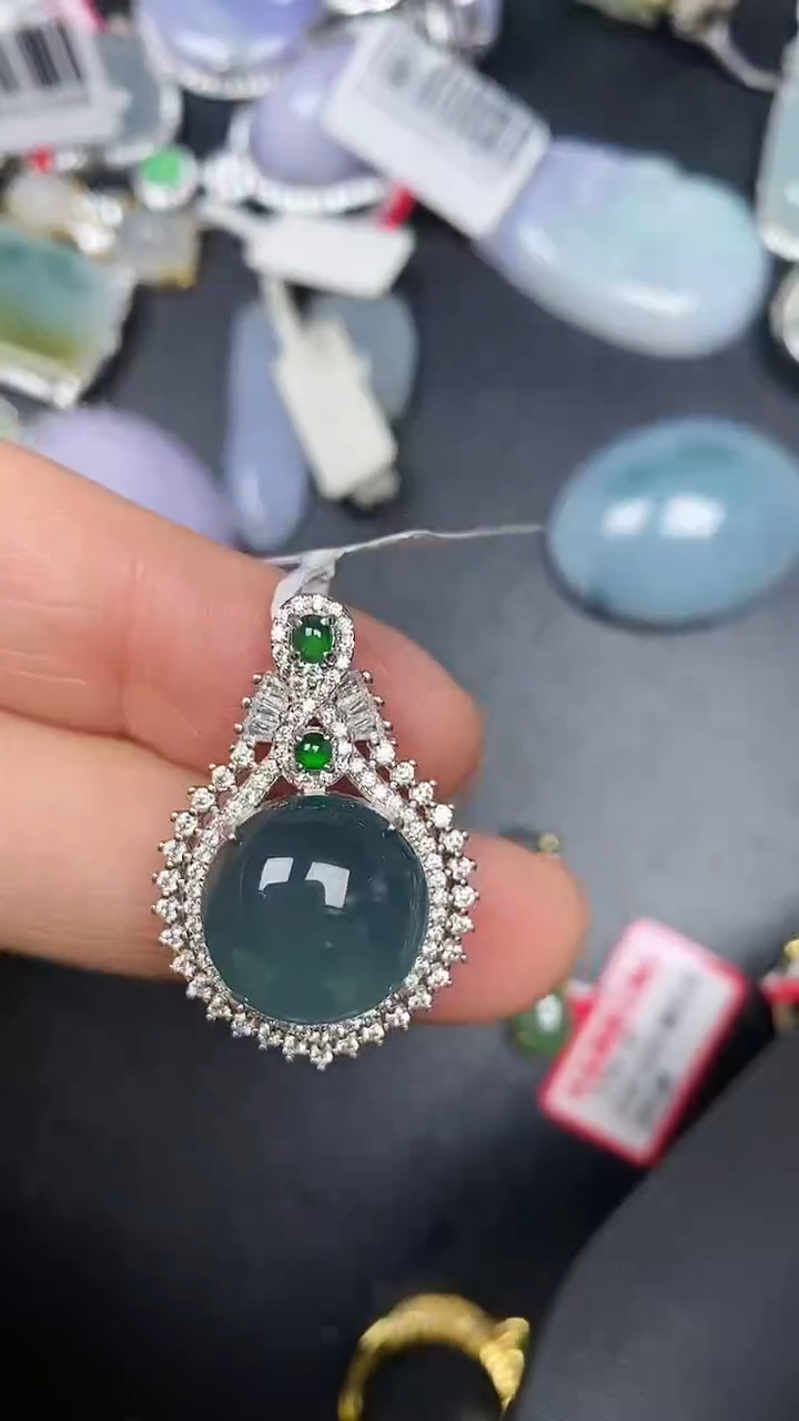 银S925镶嵌戒指翡翠6300