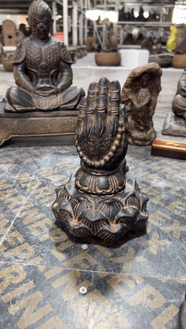 陶土求佛手+莲蓬实心底座