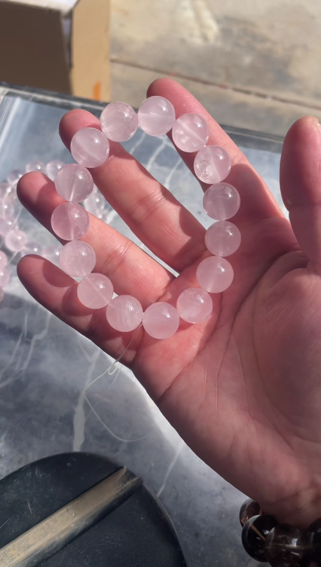 【闪购商品】芙蓉石手串卡14mm未镶嵌天然粉水晶手串拍2单99发1