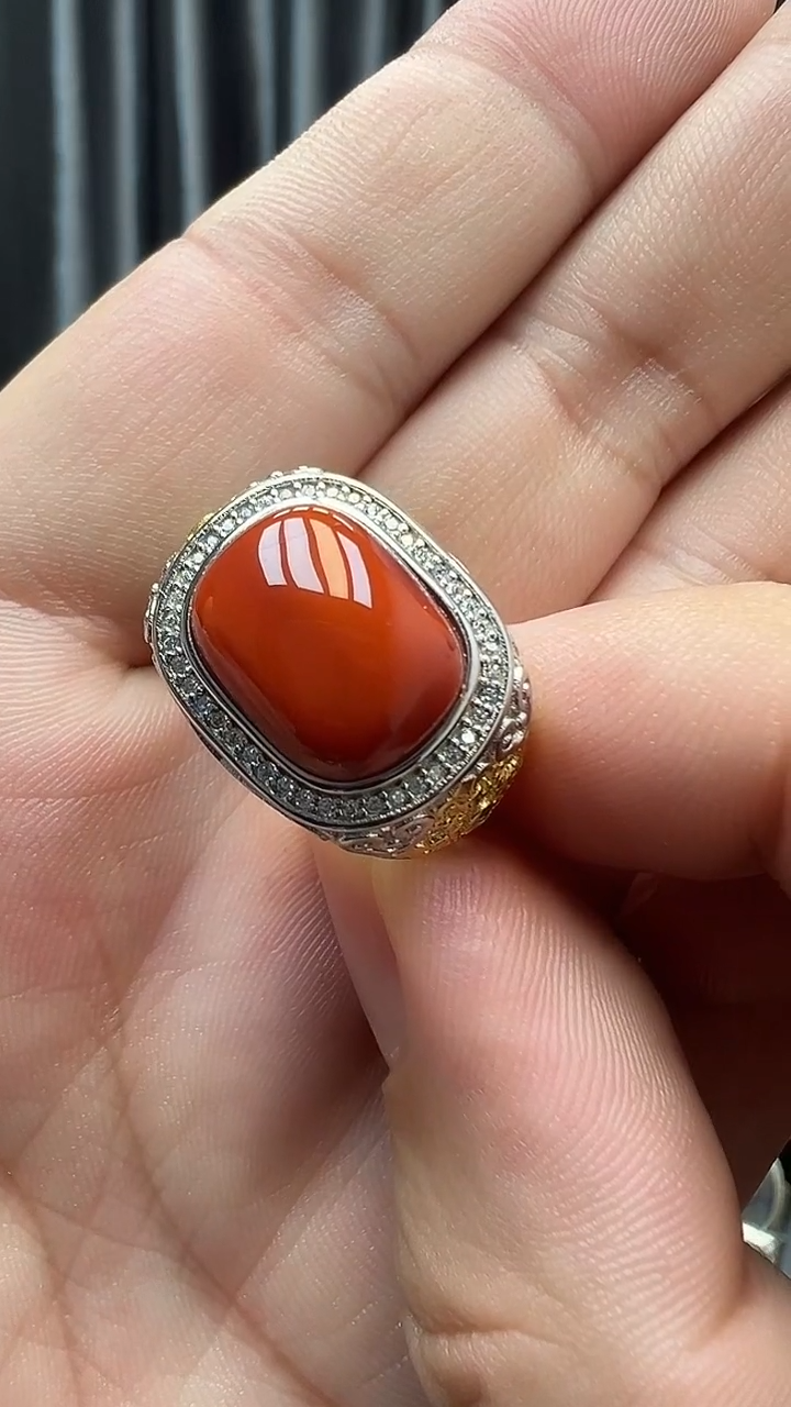 银S925镶嵌南红玛瑙戒指04