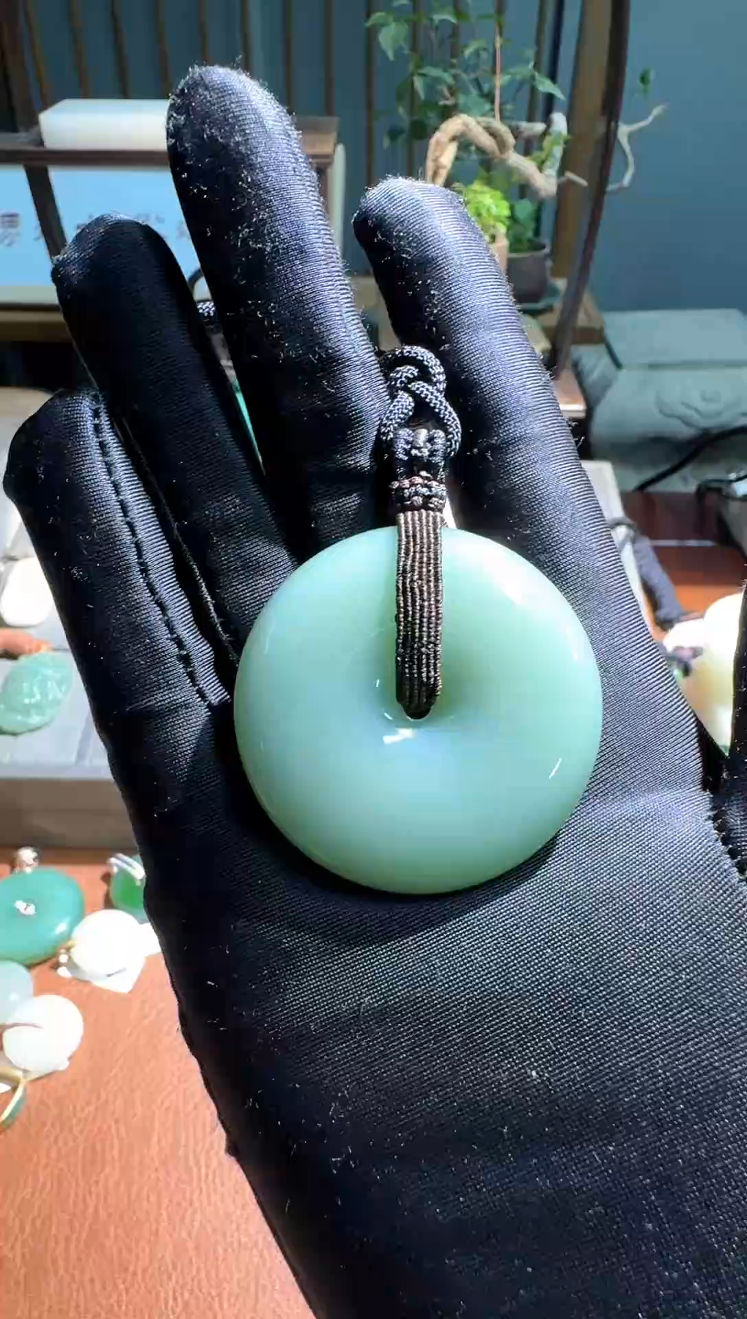 【闪购商品】和田玉颈饰未镶嵌大粉青平安扣LX095006