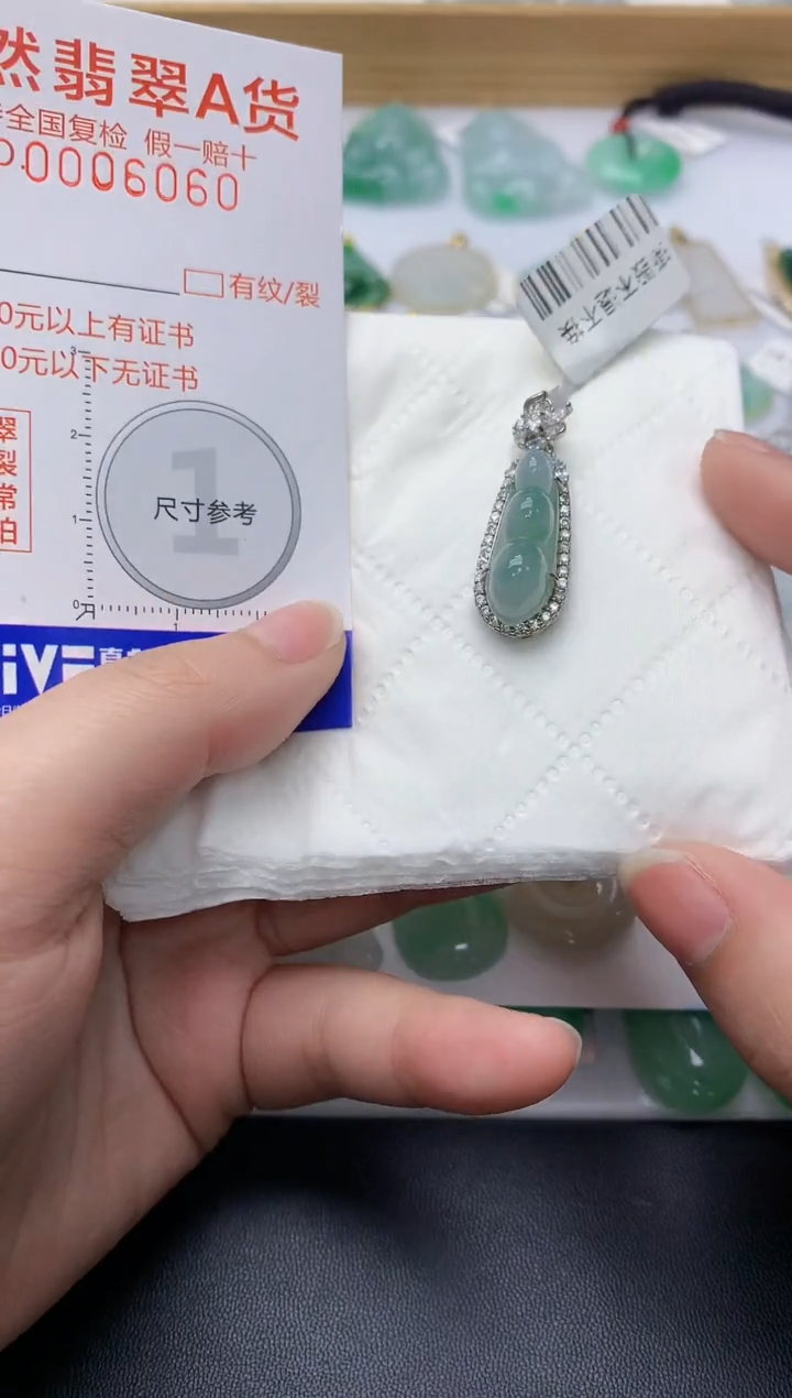 颈饰银S925镶嵌翡翠天然A货