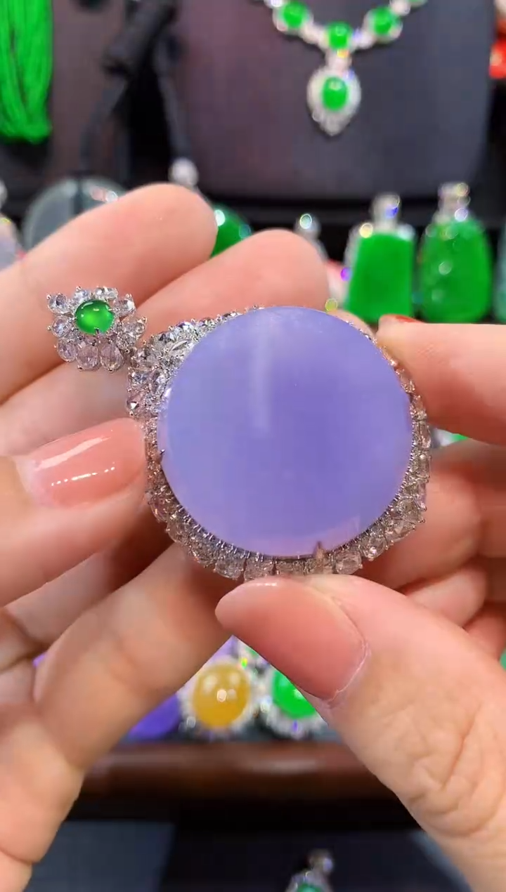 吊坠(不含链)18K金镶嵌翡翠无事牌