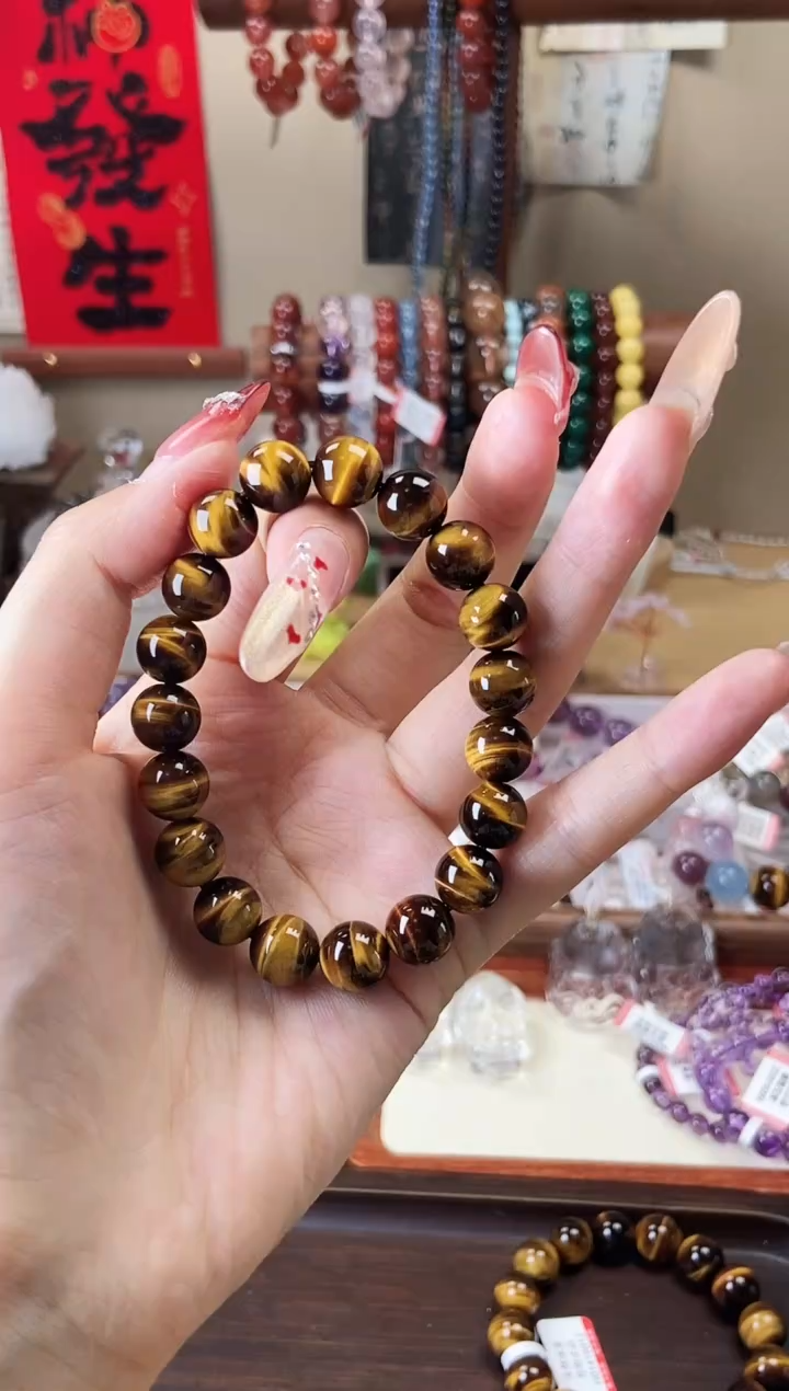 【闪购商品】木变石（虎睛石）手链未镶嵌10mm黄虎眼