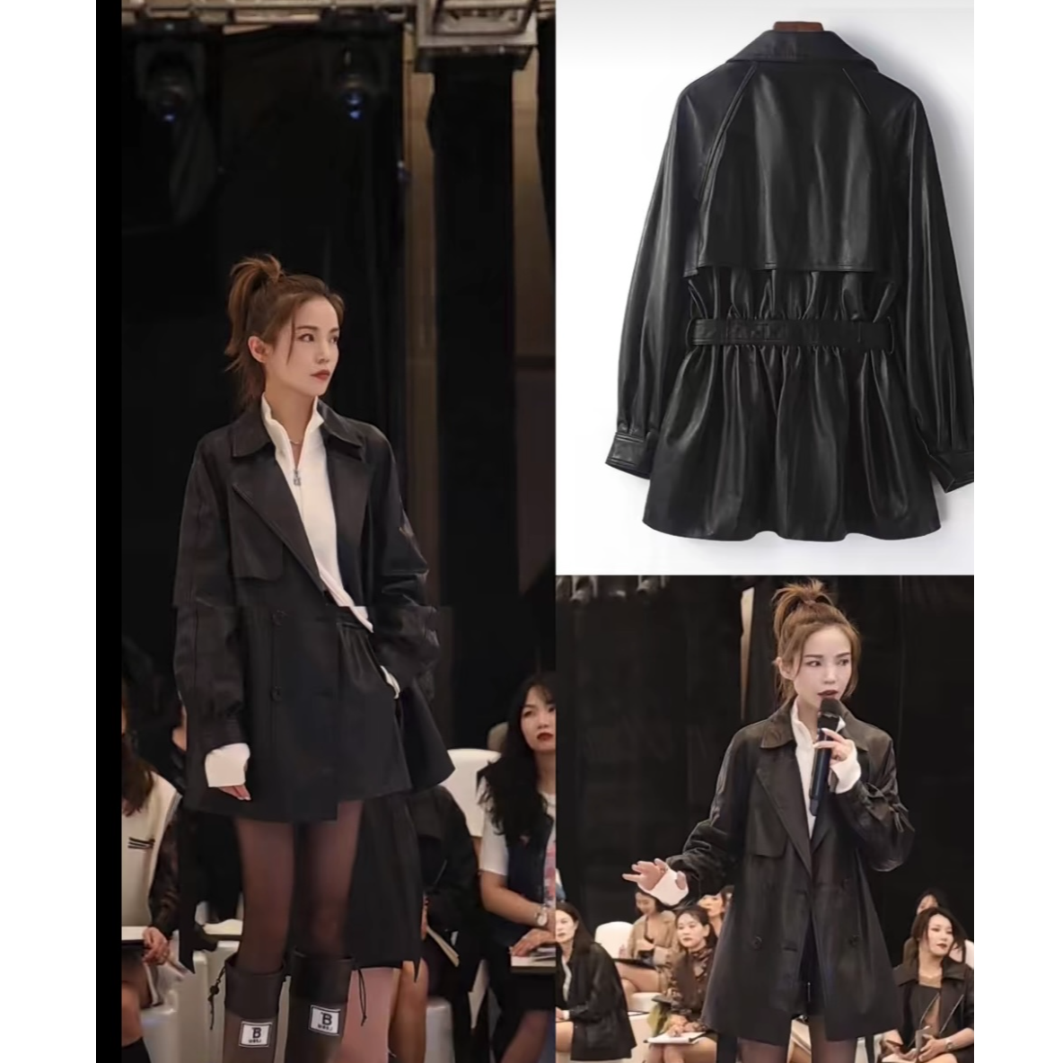 玛丝恩迪极简风中长款春季薄款羊皮皮衣气质小个子外套韩版45465