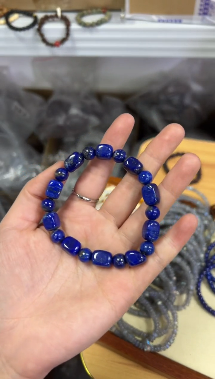 【闪购商品】青金石手链未镶嵌青金石方块圆珠款手链[0424]