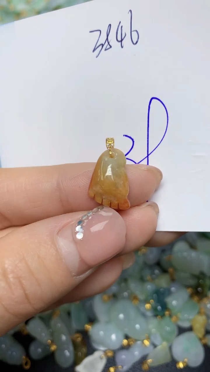 【闪购商品】翡翠挂件18K金镶嵌 天然翡翠A货