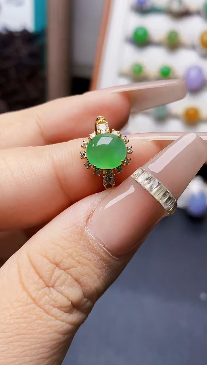 银S925镶嵌戒指翡翠4225