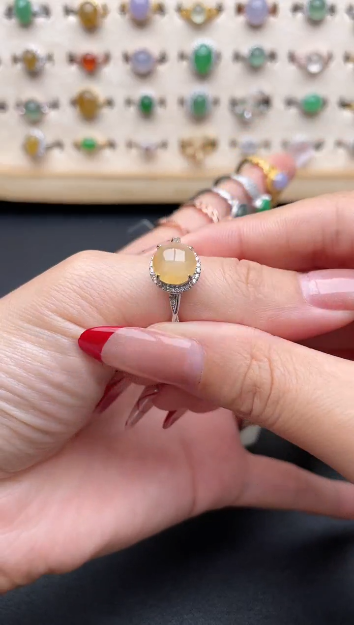 【闪购商品】翡翠戒指银S925镶嵌一物一证一礼盒