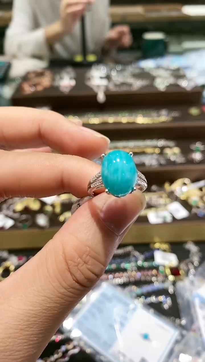 【闪购商品】天河石戒指银S925镶嵌戒指