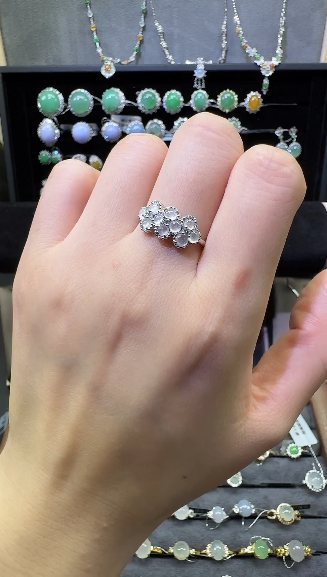 银S925镶嵌戒指翡翠翡翠戒指13