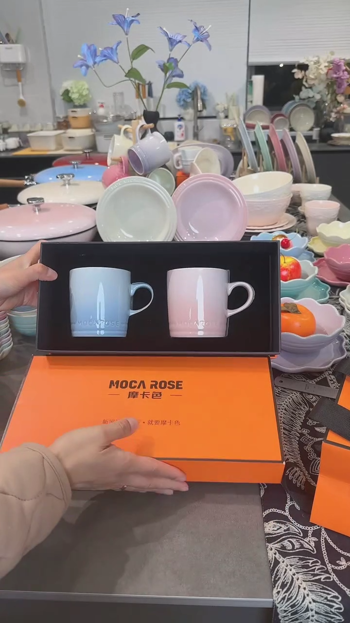 【闪购商品】瓷【春日之约】樱花粉+尼罗蓝对杯礼盒