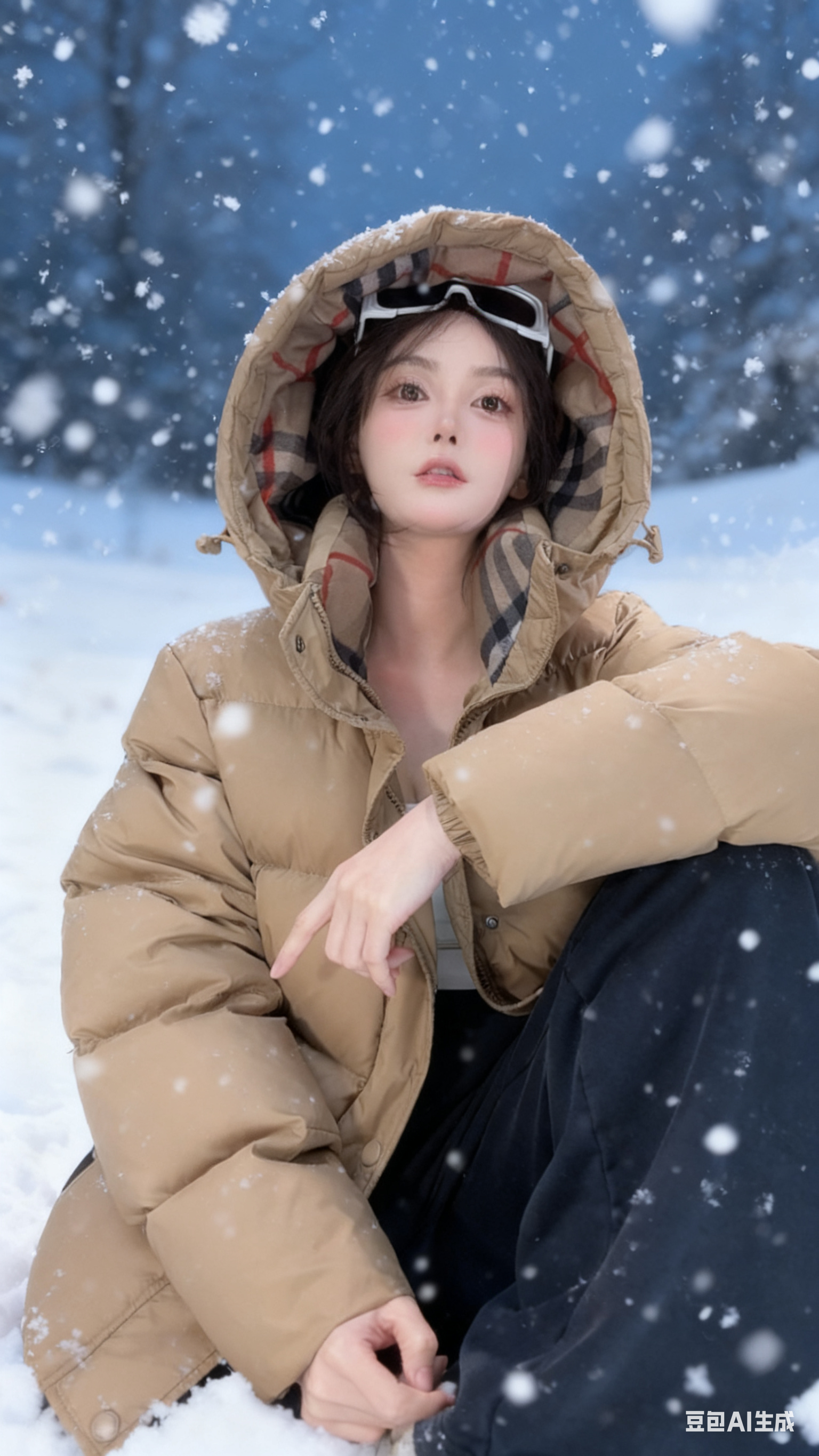【钱老板】纯色连帽口袋拉链 长袖鹅绒服2577