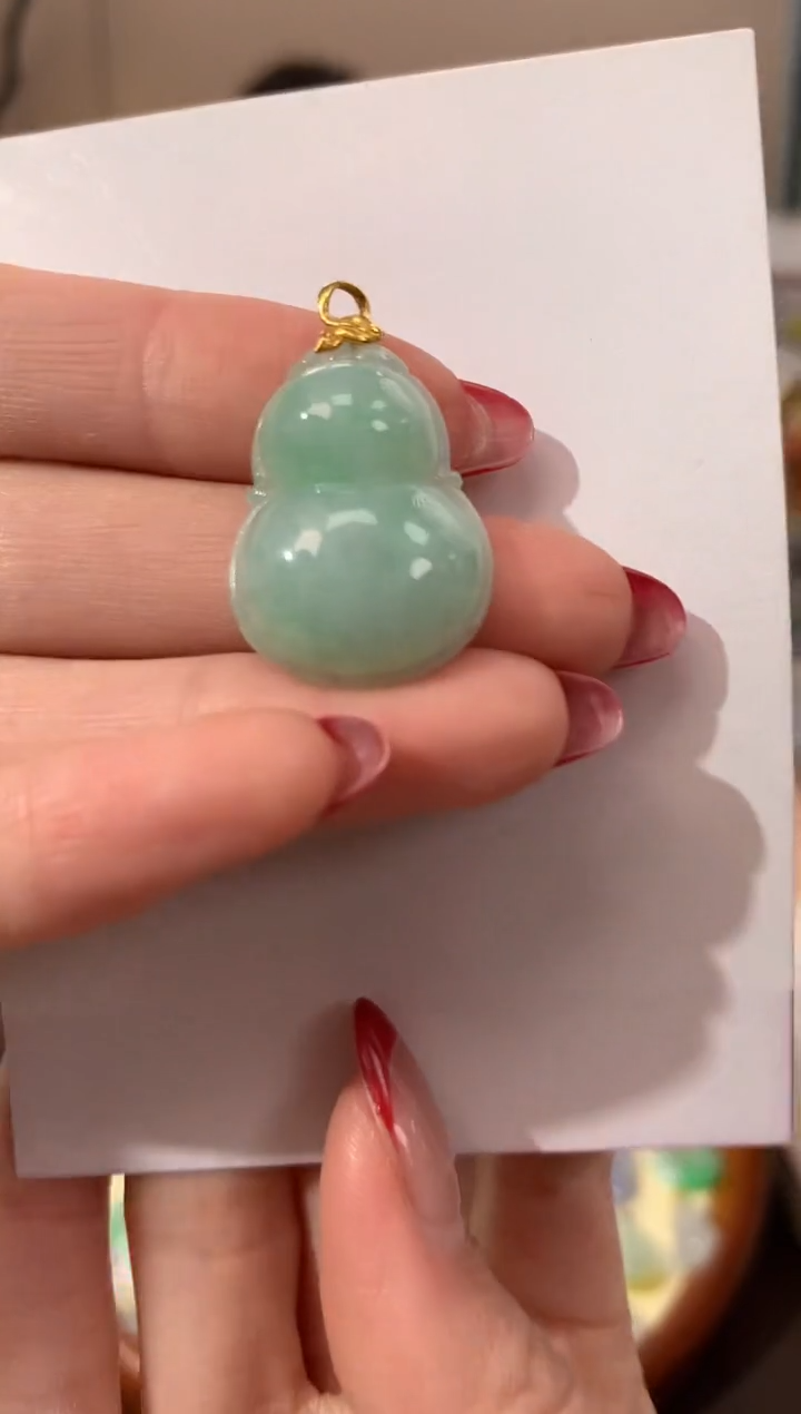 【闪购商品】翡翠颈饰18K金镶嵌天然缅甸a货翡翠