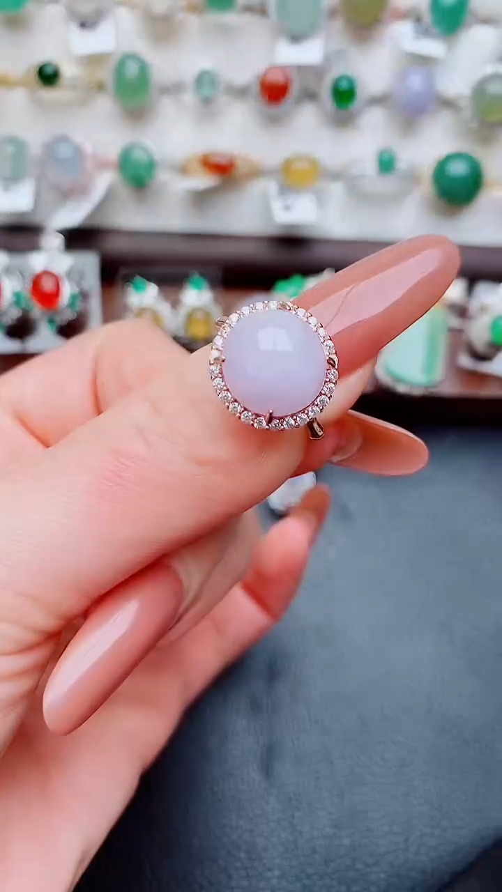 银S925镶嵌戒指翡翠...