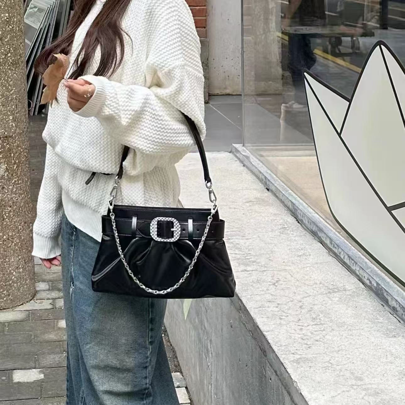 女士单肩斜挎包40671571暗黑色M