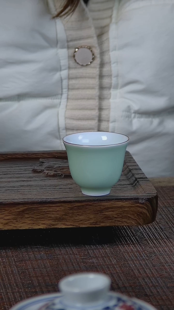 【闪购商品】折葵非器手工手绘梅子青紫金口杯