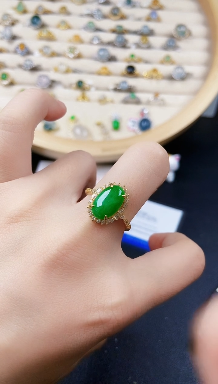 【闪购商品】翡翠戒指银S925镶嵌464564