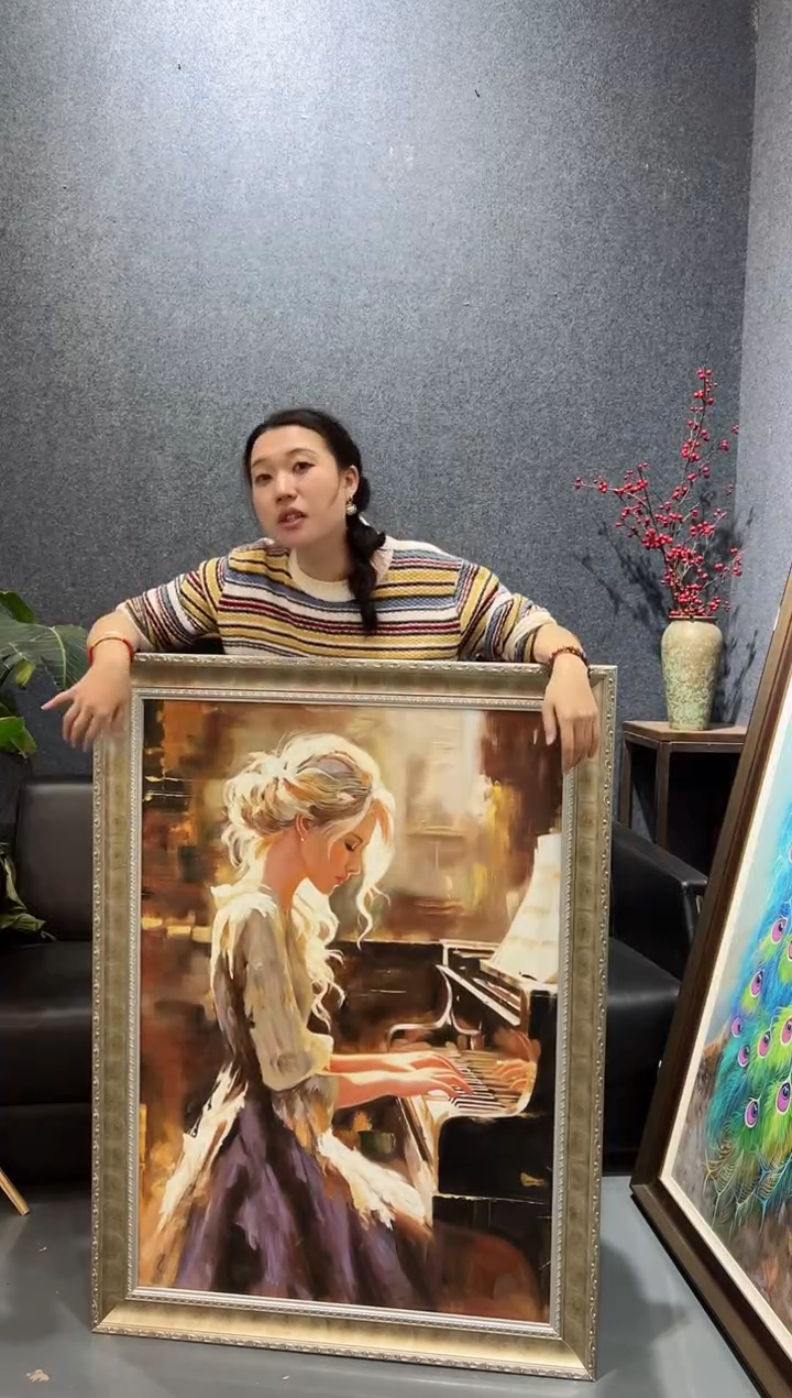 【闪购商品】油画155号 80*120钢琴女孩-手绘油画