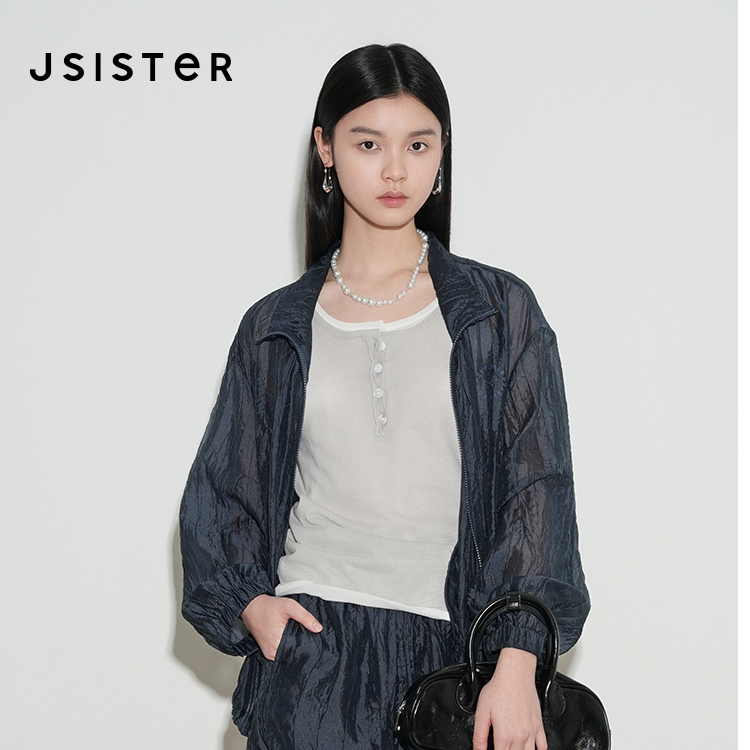 jsister 2025夏装专柜新款 JS女装时尚防晒衣拉链外套 S521107315