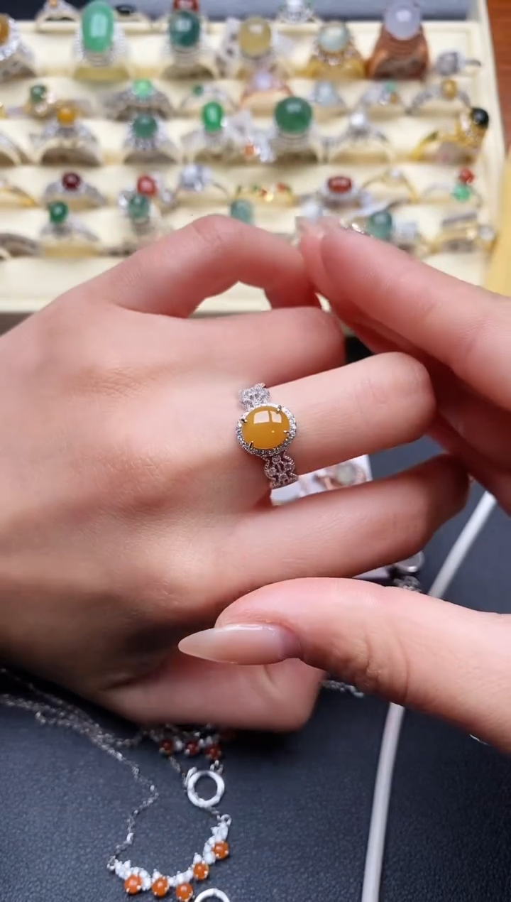 【闪购商品】翡翠戒指银S925镶嵌555555+2