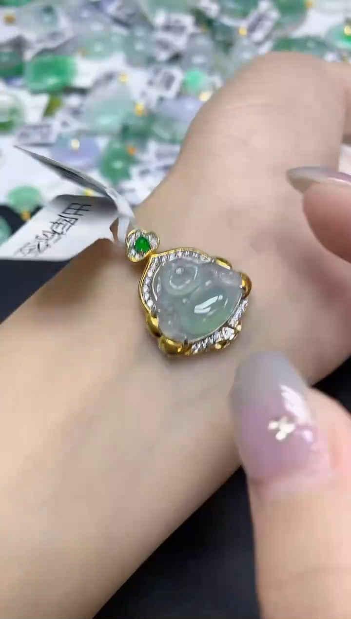 颈饰未镶嵌翡翠天然缅甸翡翠A货百元以上9元证书费自理