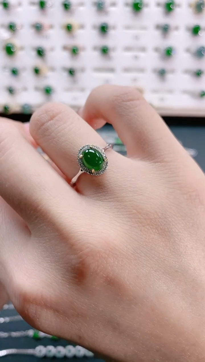 【闪购商品】翡翠戒指银S925镶嵌天然翡翠