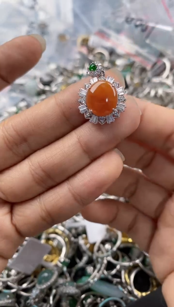 银S925镶嵌戒指翡翠1010---3