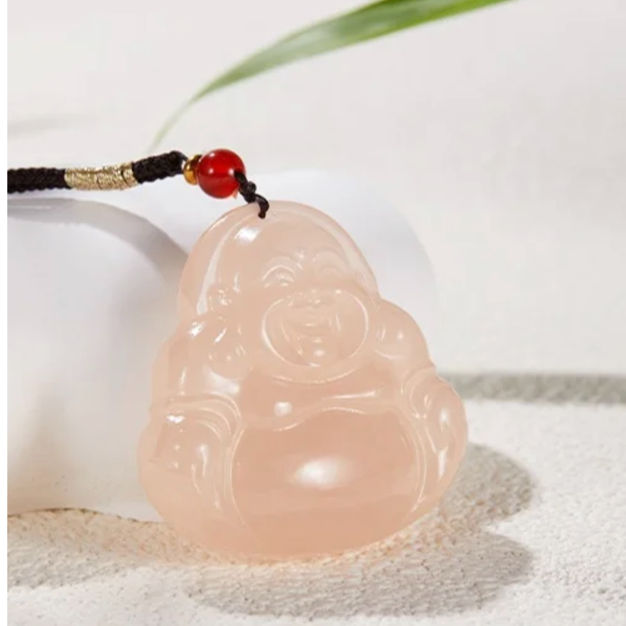 A高货和田玉藕粉双面佛公40mm