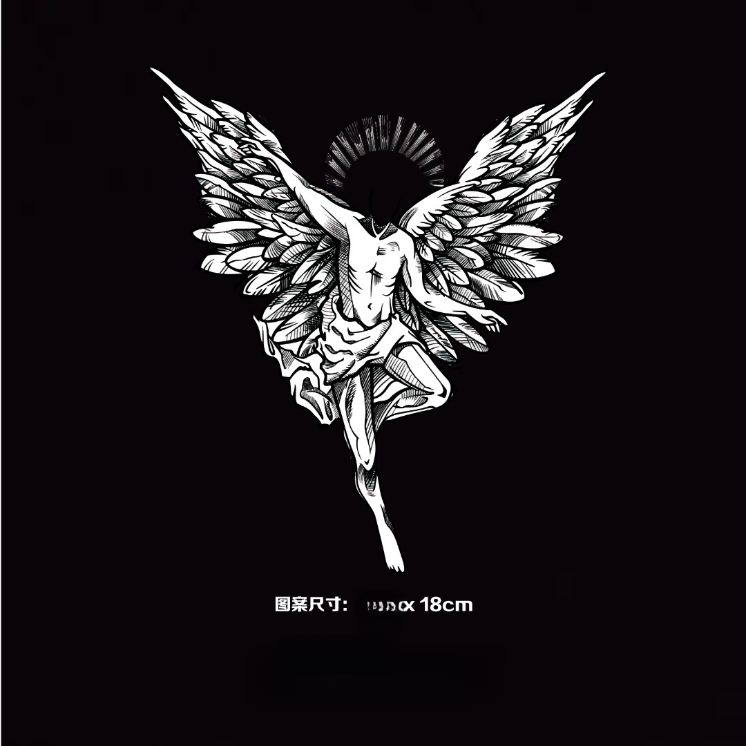 BLΛCK【炽天使】潮酷翅膀花臂腿纹身草本果汁持久防水纹身贴半永久