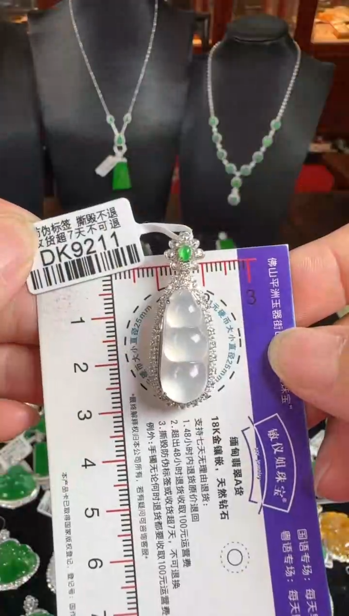 颈饰18K金镶嵌翡翠DK9211富贵豆