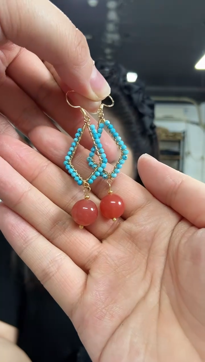 【闪购商品】玛瑙/玉髓耳饰未镶嵌多样性发其一颜色微差