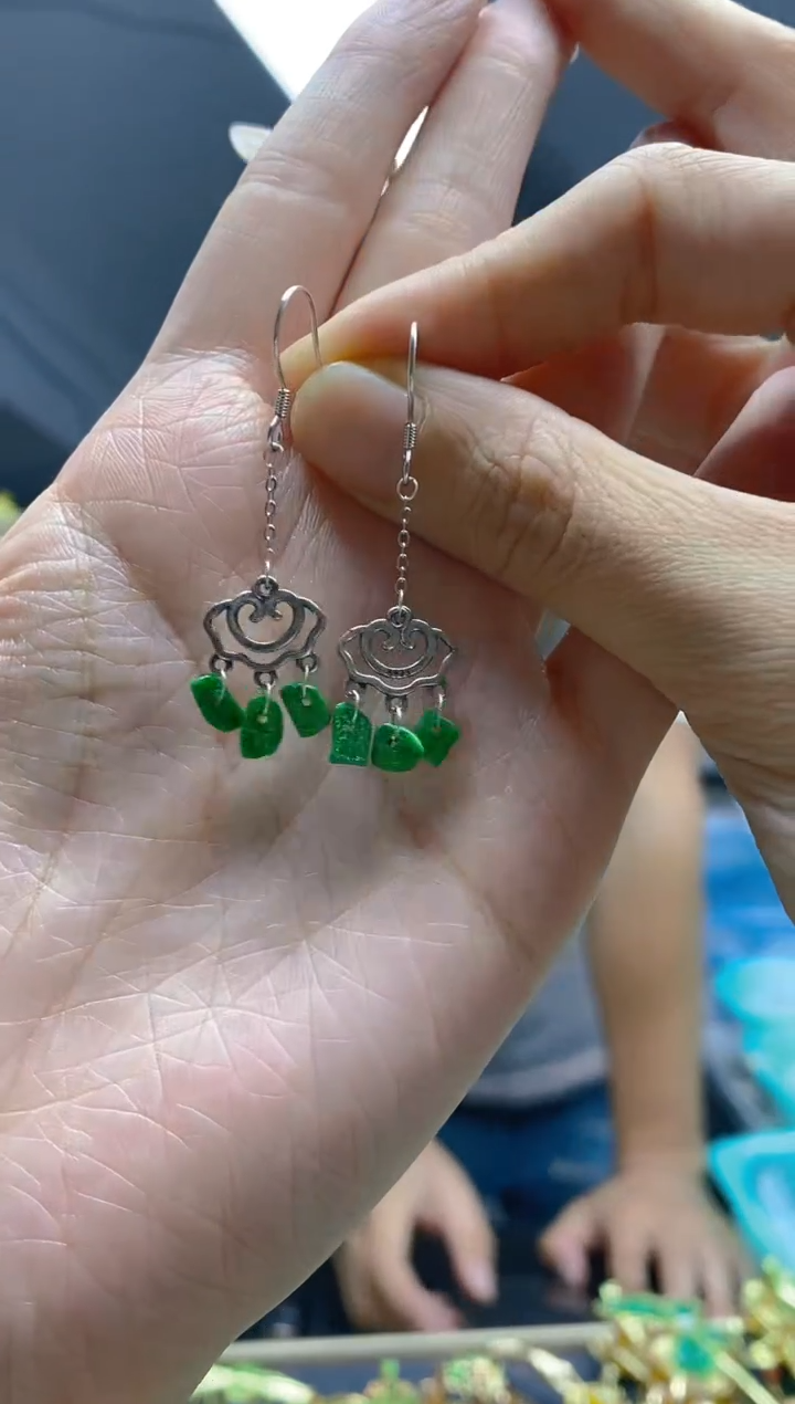 【闪购商品】翡翠耳饰银S925镶嵌263翡翠耳钩