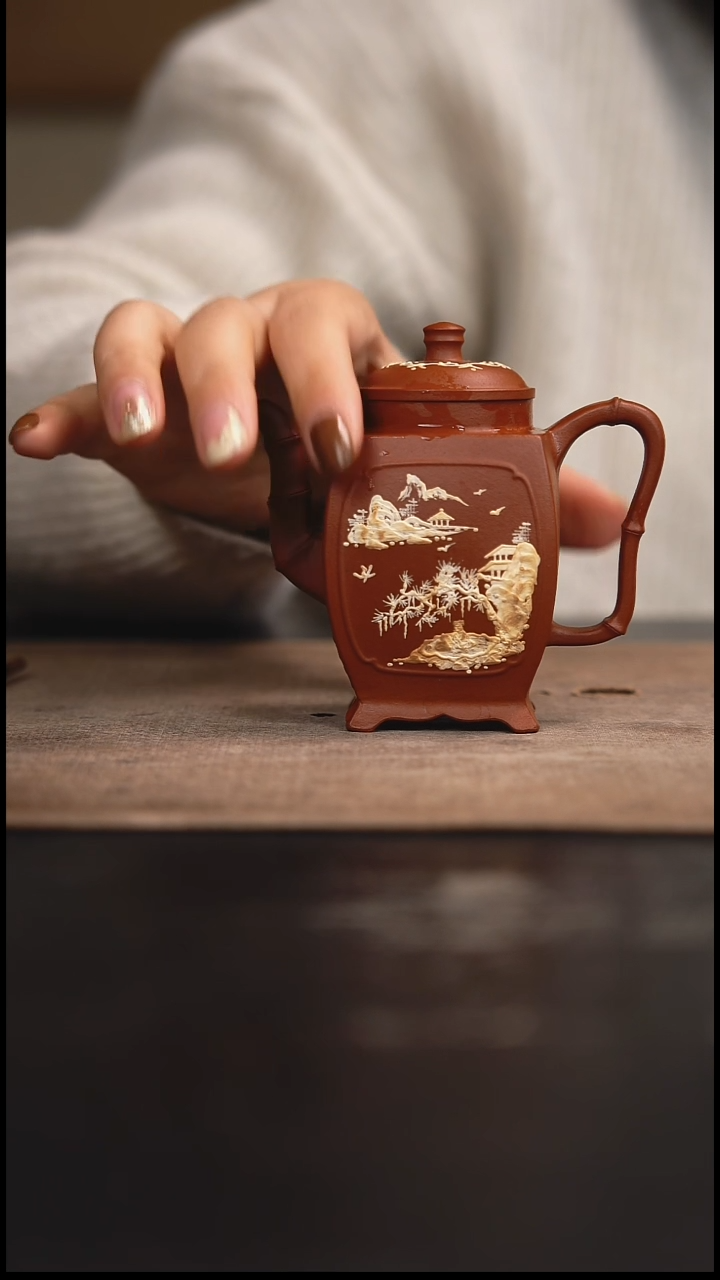 【闪购商品】紫砂茶壶宫灯壶红泥130cc