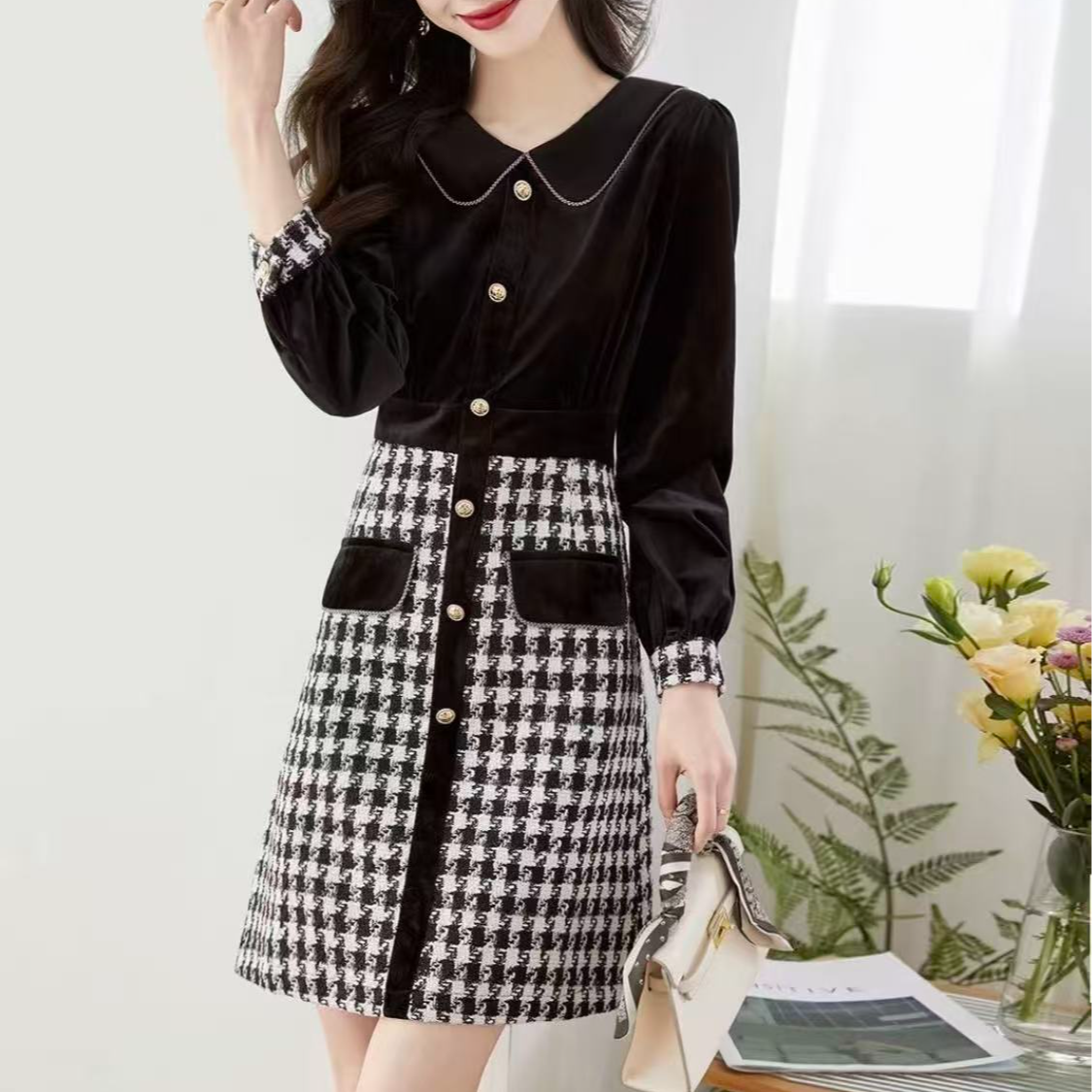 A1001-1100 高贵优雅气质贵夫人中老年女高档春秋连衣裙2025新款