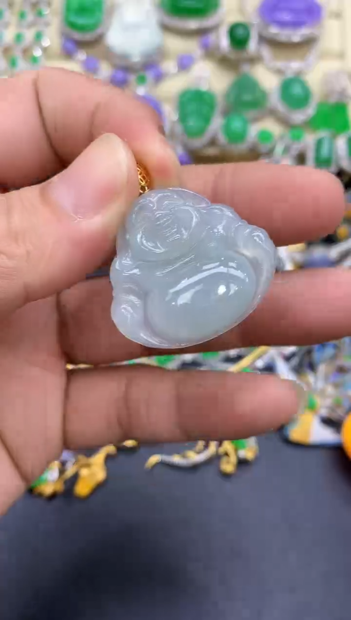 颈饰18K金镶嵌翡翠30-中国好珍宝