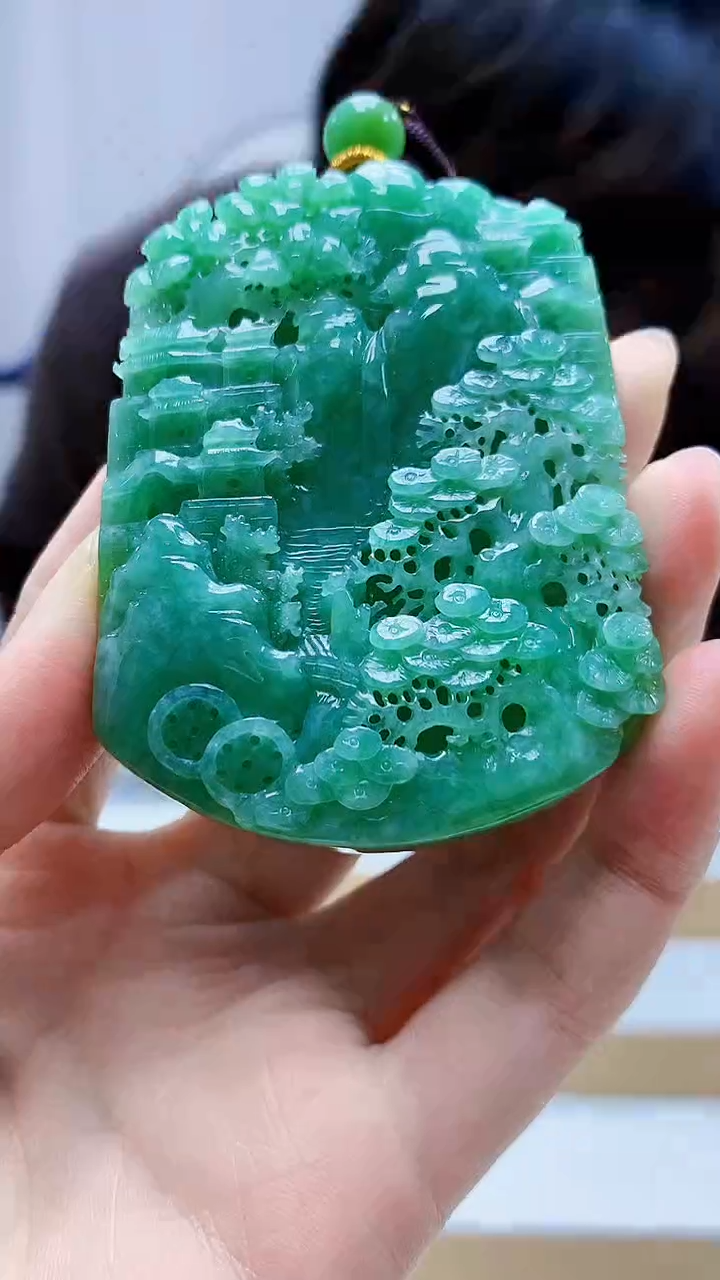 未镶嵌定制翡翠5145zm-毛货挂件山水129