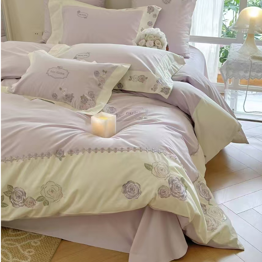 晚睡眠家纺-高支高密玫瑰款高端四件套