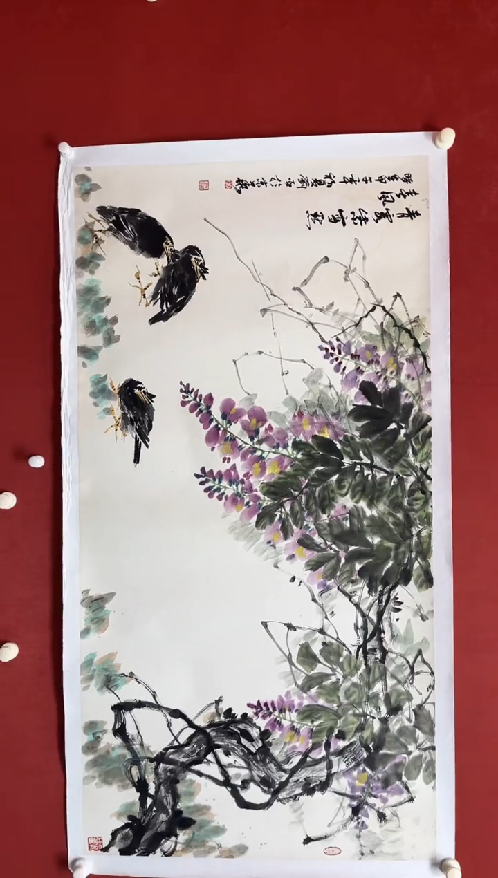 国画刘老师  画芯139/*68