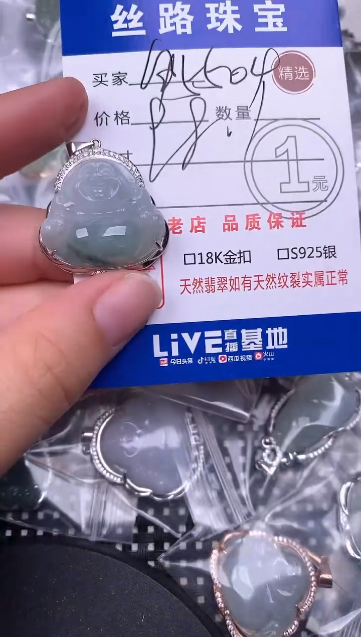 翡翠银S925镶嵌颈饰挂件