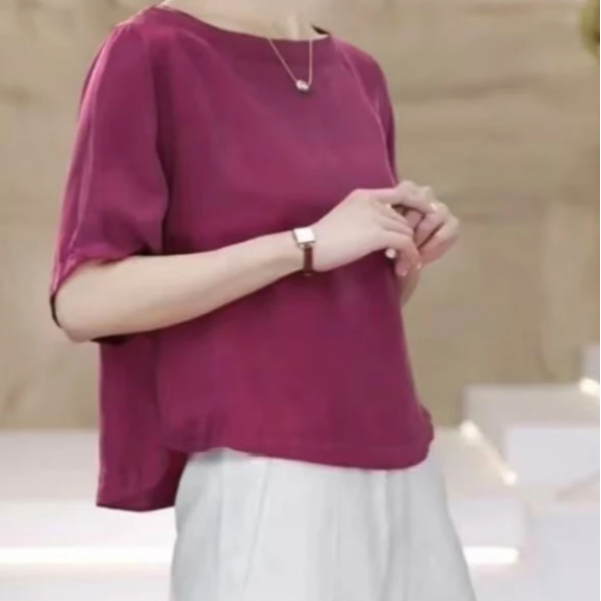 夏季显瘦气质时尚大圆领禅意风小衫