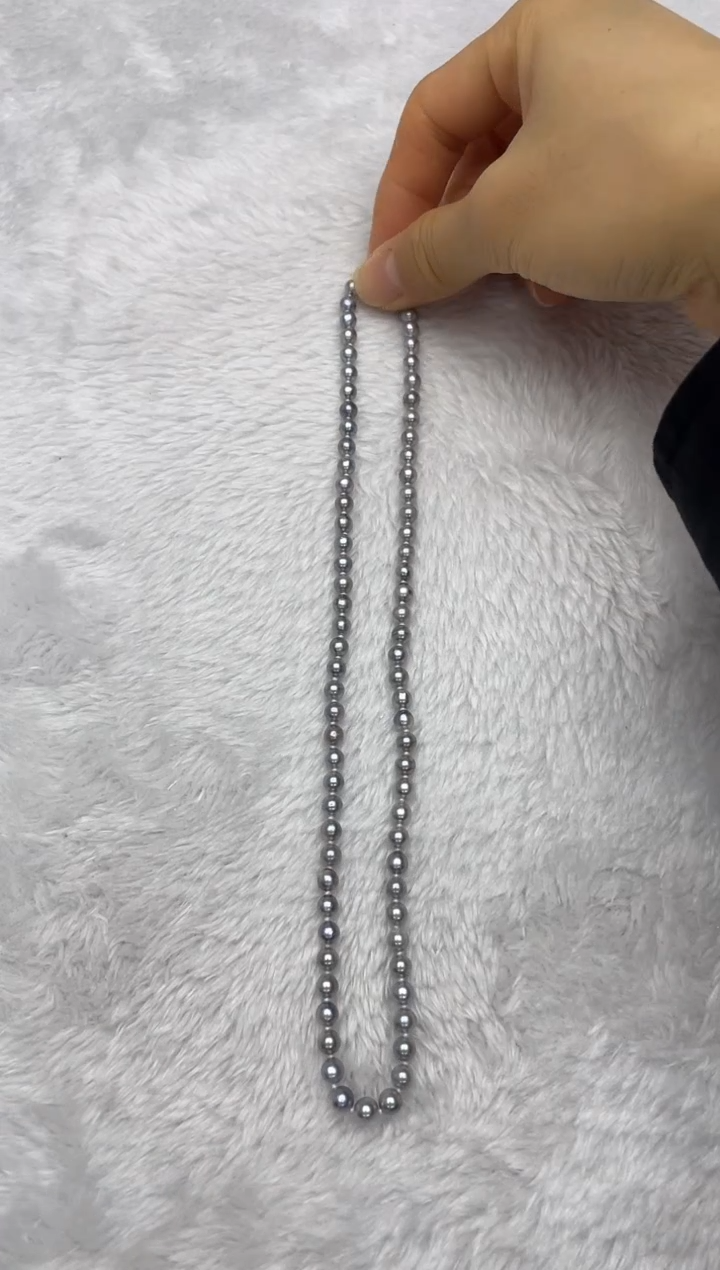 项链银S925镶嵌海水珍珠AK真多麻5-5.5mm