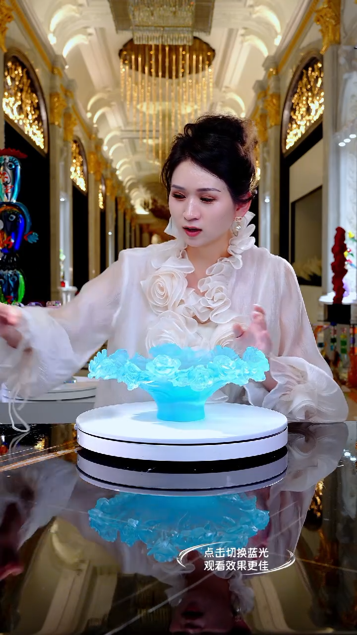 琉璃摆件WG0486花瓣果盘