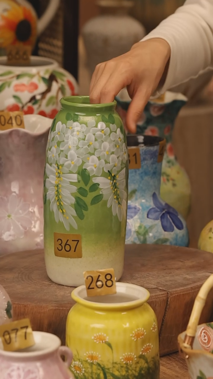 陶瓷景德镇设计师手作花器摆件侘寂风@M367@