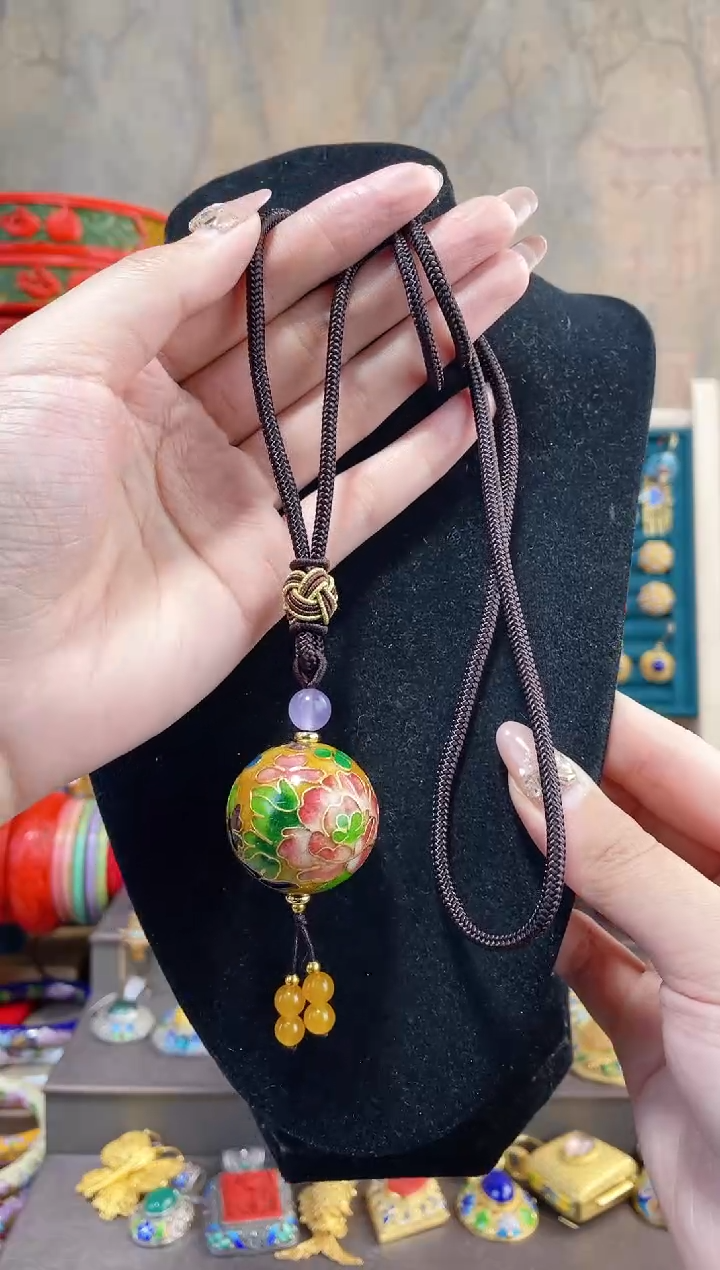 【闪购商品】非遗景泰蓝银蓝3.0单珠编绳款黄色